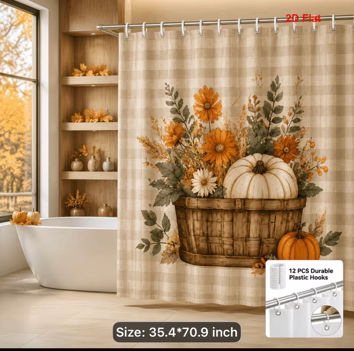 Fall Shower Curtain with Hooks - photo 3