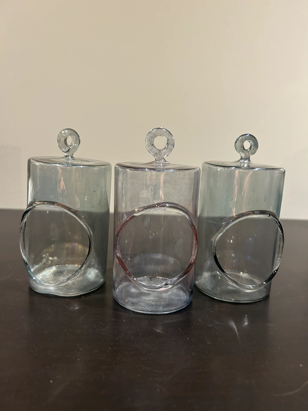 Set of 3 Glass Hanging Vases