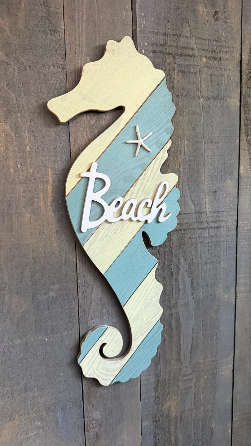Wooden Seahorse Beach Wall Decor Set - photo 2