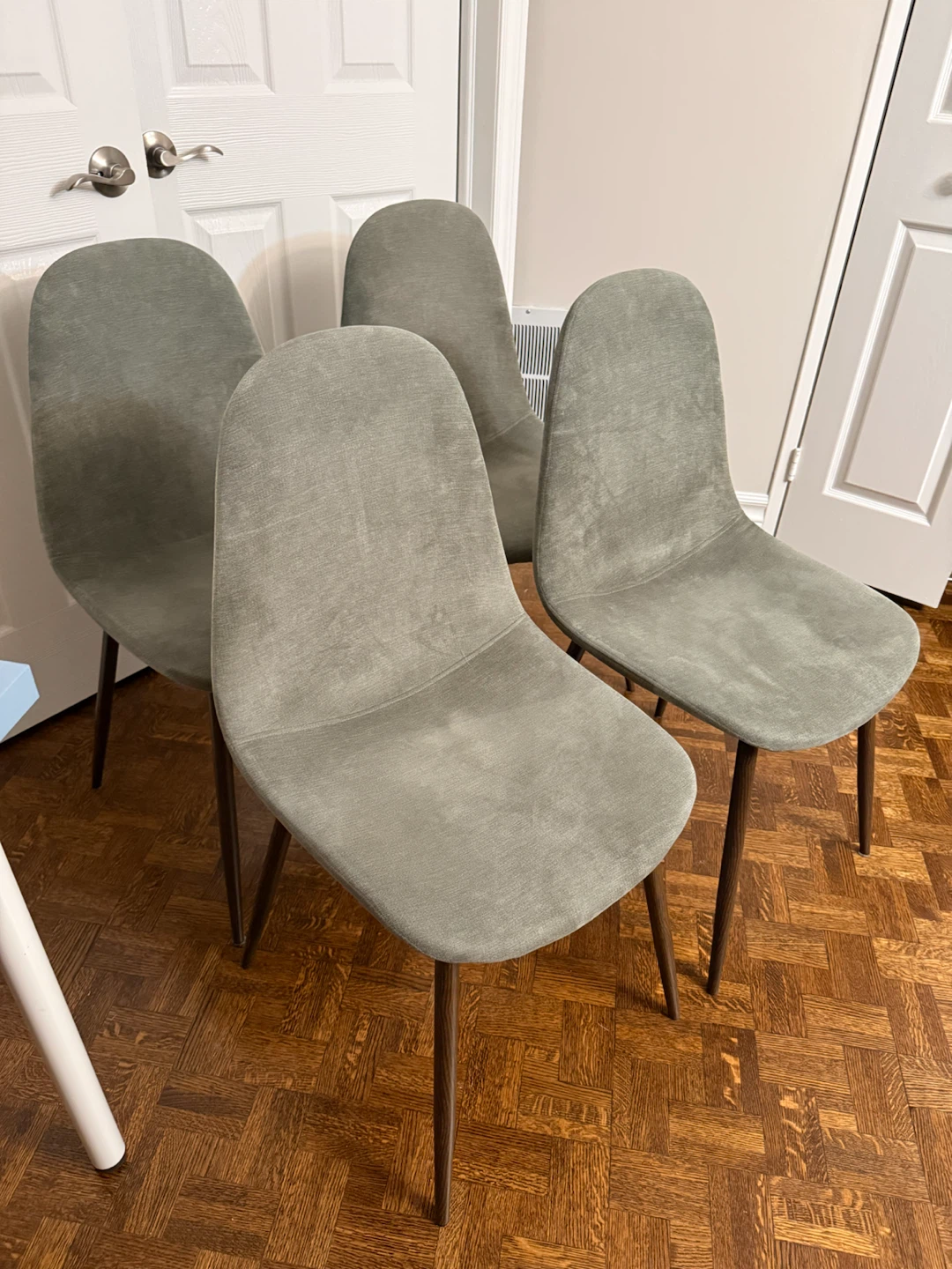 Set of 4 Dining Chairs - Grey Fabric