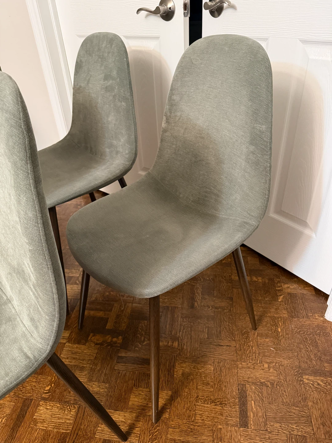 Set of 4 Dining Chairs - Grey Fabric - photo 2