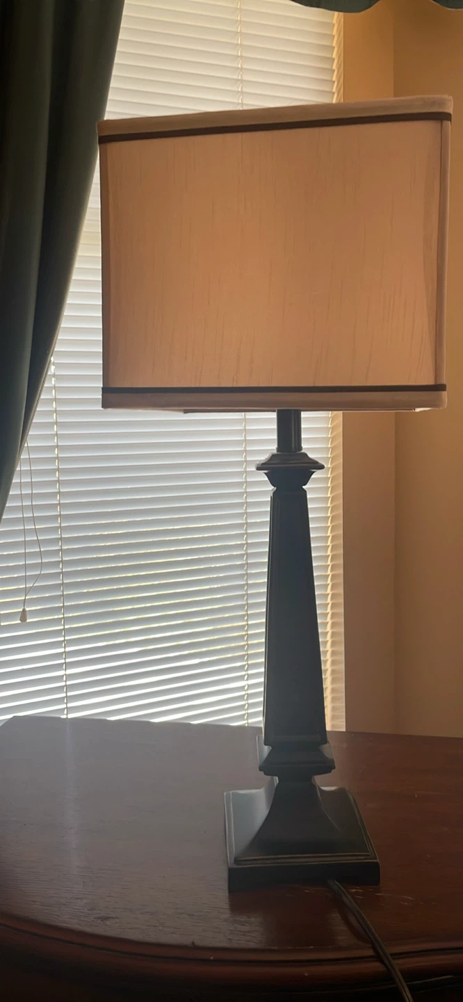 Dark Bronze Table Lamp with Beige Shade