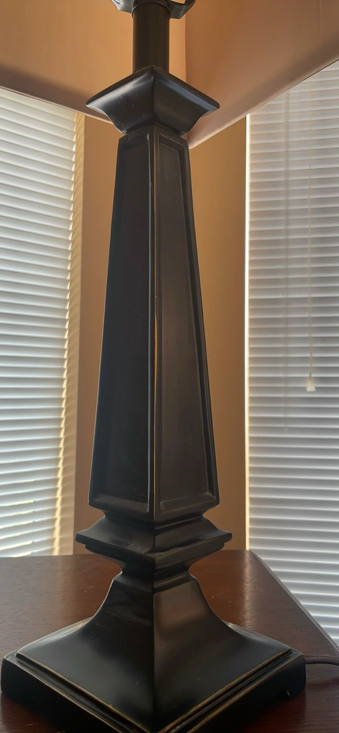 Dark Bronze Table Lamp with Beige Shade - photo 2