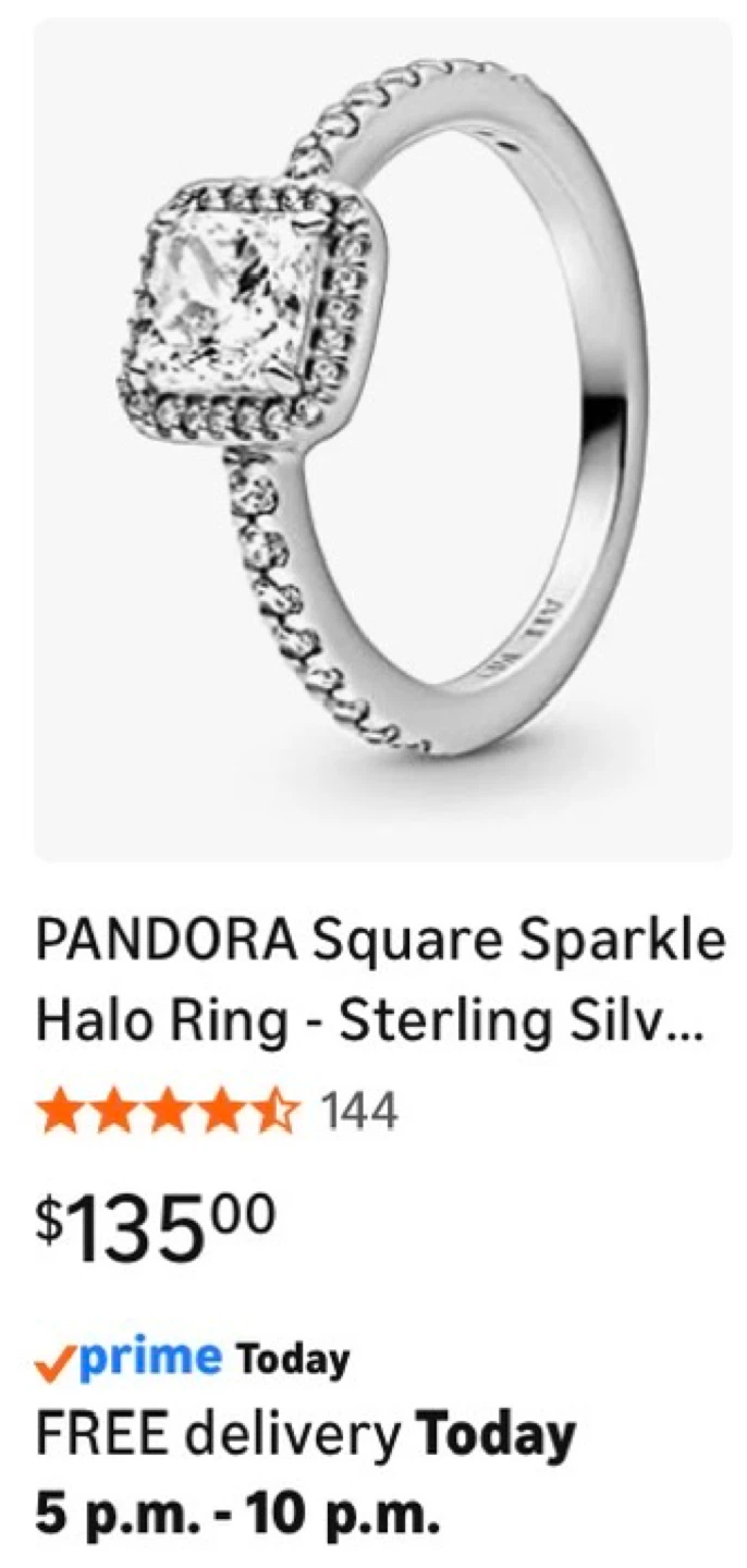 PANDORA Square Sparkle Halo Ring - Sterling Silver
