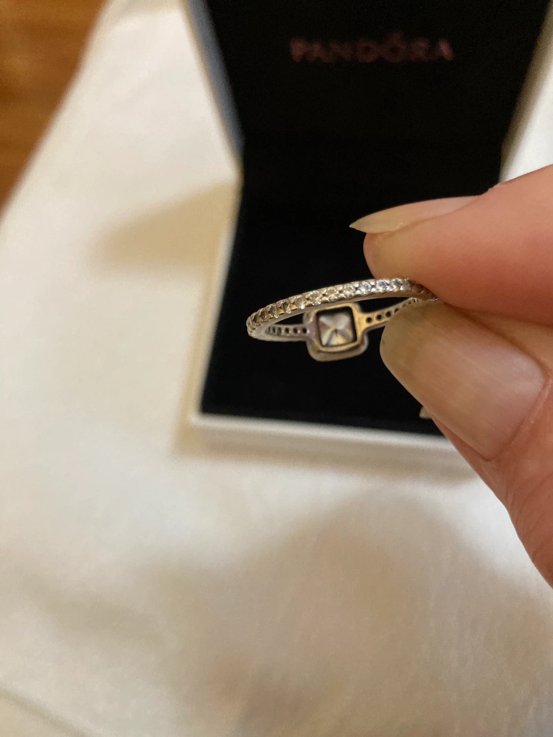 PANDORA Square Sparkle Halo Ring - Sterling Silver - photo 4