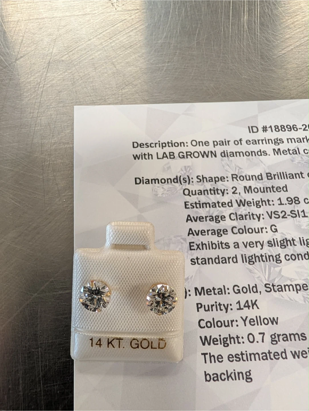 1.98 CTW Lab-Grown Diamond Stud Earrings — 14K Yellow Gold