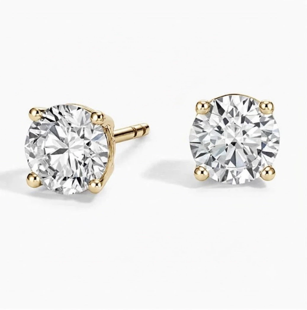 1.98 CTW Lab-Grown Diamond Stud Earrings — 14K Yellow Gold - photo 2
