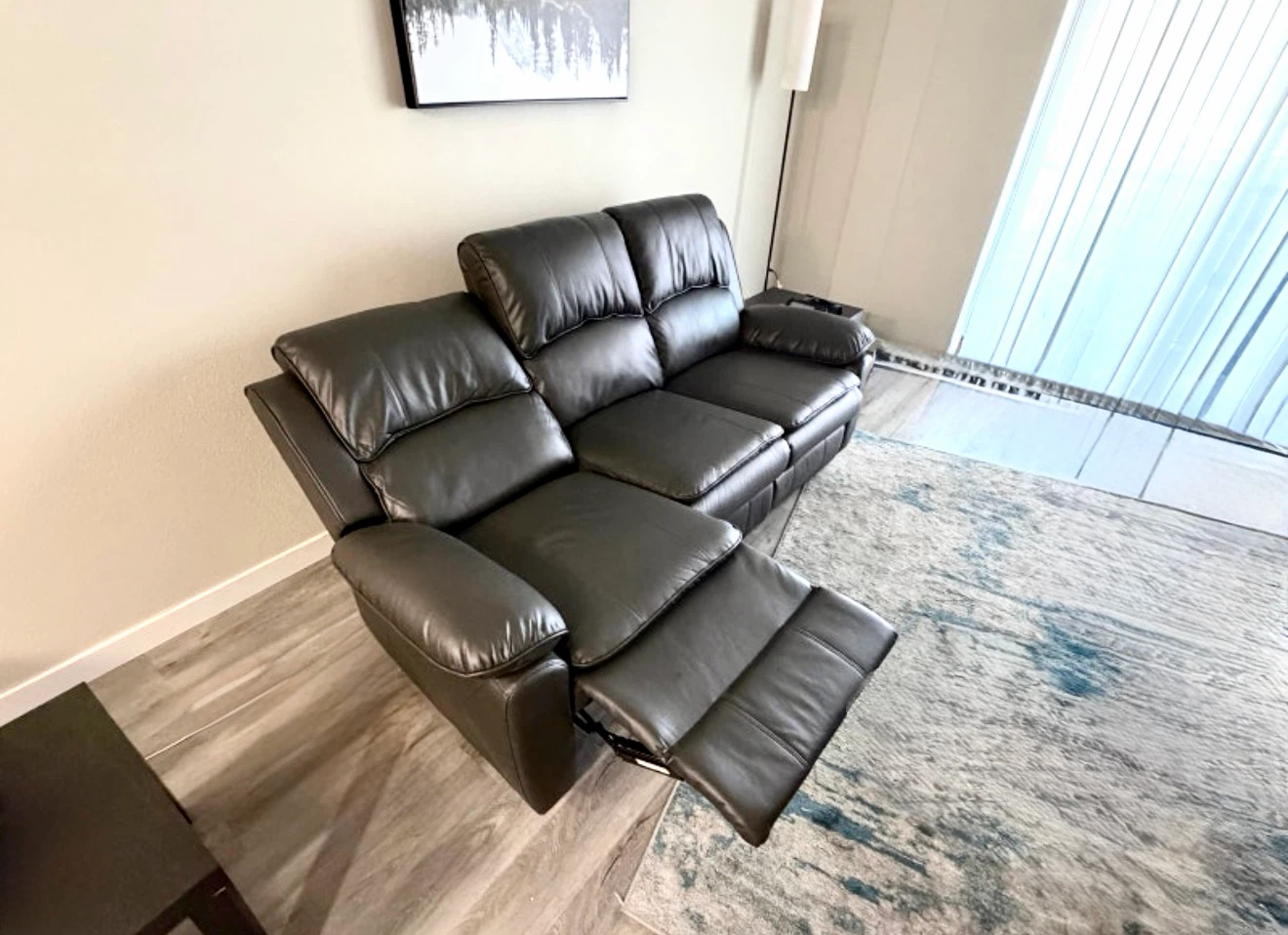 LEATHER-LIKE POWER RECLINING SOFA DARK GREY — $850 - photo 2
