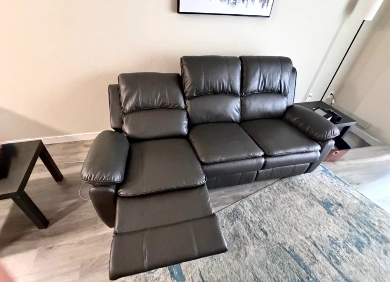 LEATHER-LIKE POWER RECLINING SOFA DARK GREY — $850 - photo 3