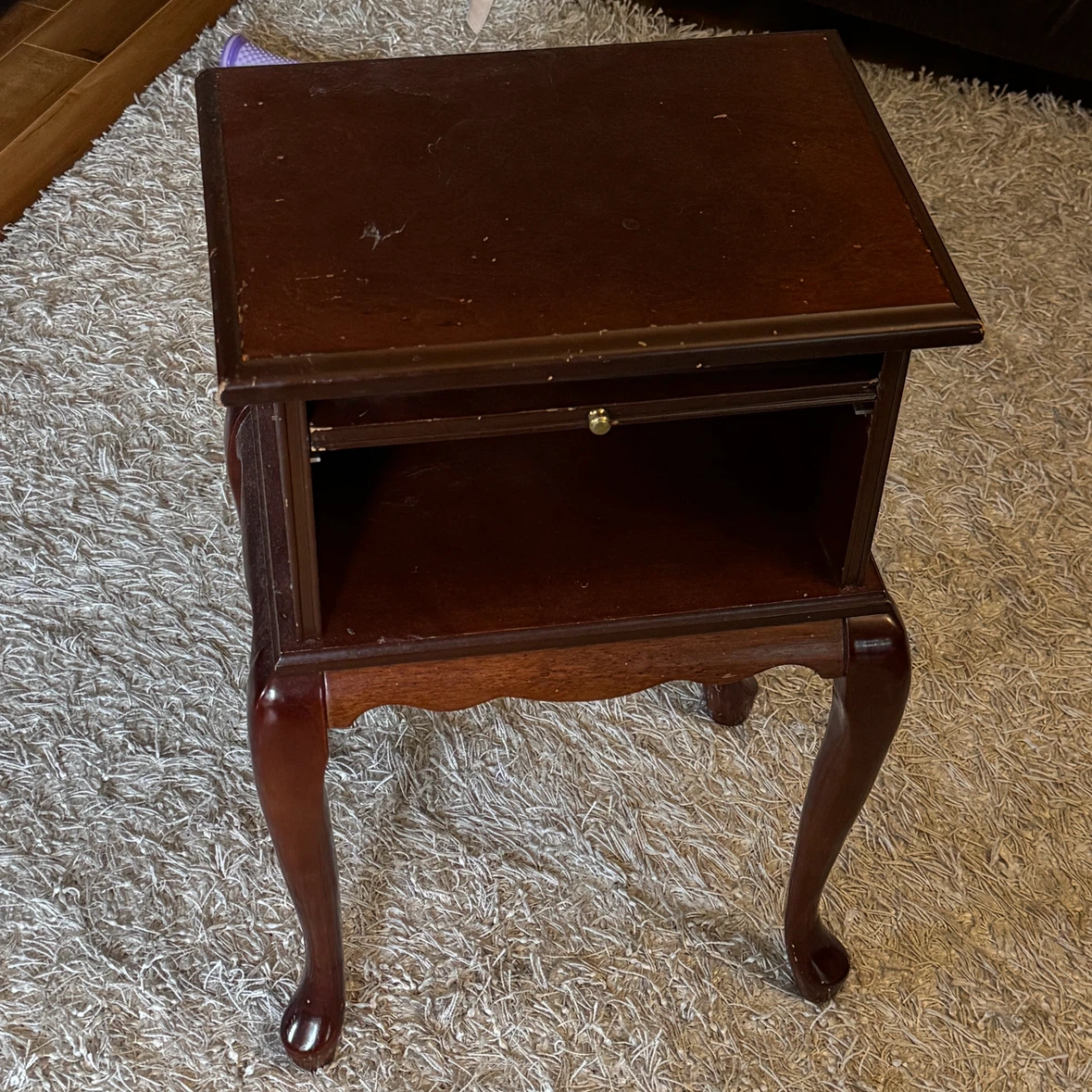 Dark Wood Side Table with Drawer