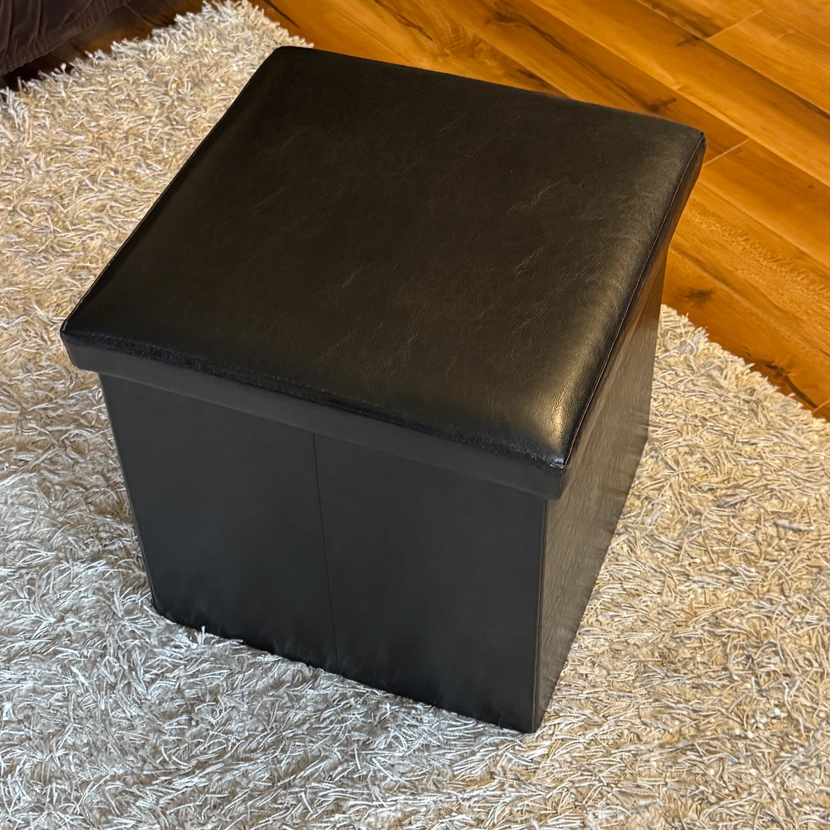 Black Storage Ottoman Cube