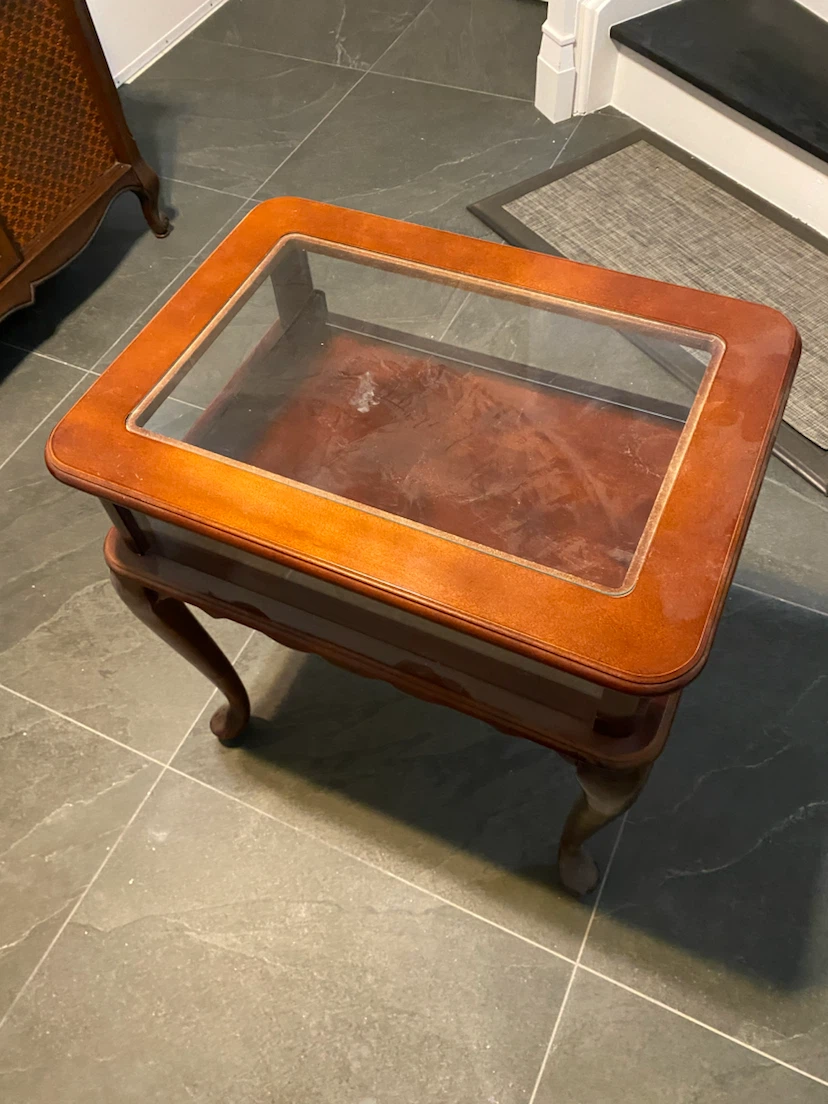 Wooden End Table with Glass Top - photo 2