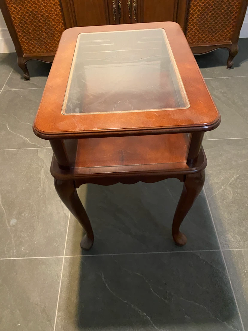 Wooden End Table with Glass Top - photo 3