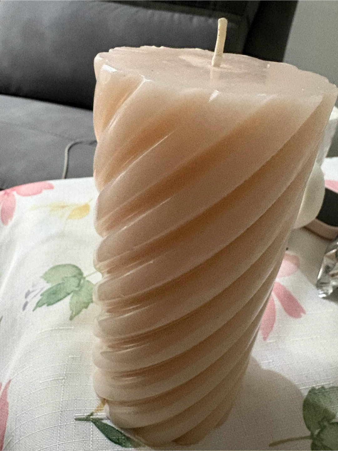 Twisted Pillar Candle - Peach