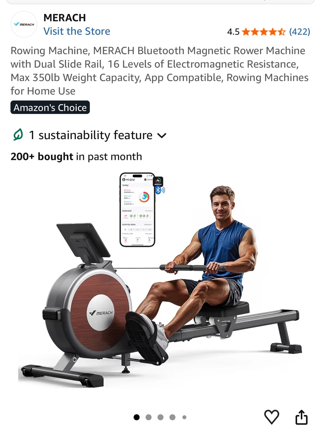 MERACH Bluetooth Magnetic Rower Machine