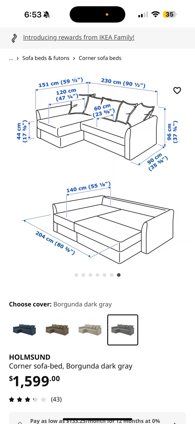 Free delivery IKEA HOLMSUND Corner Sofa-bed,blue - photo 3