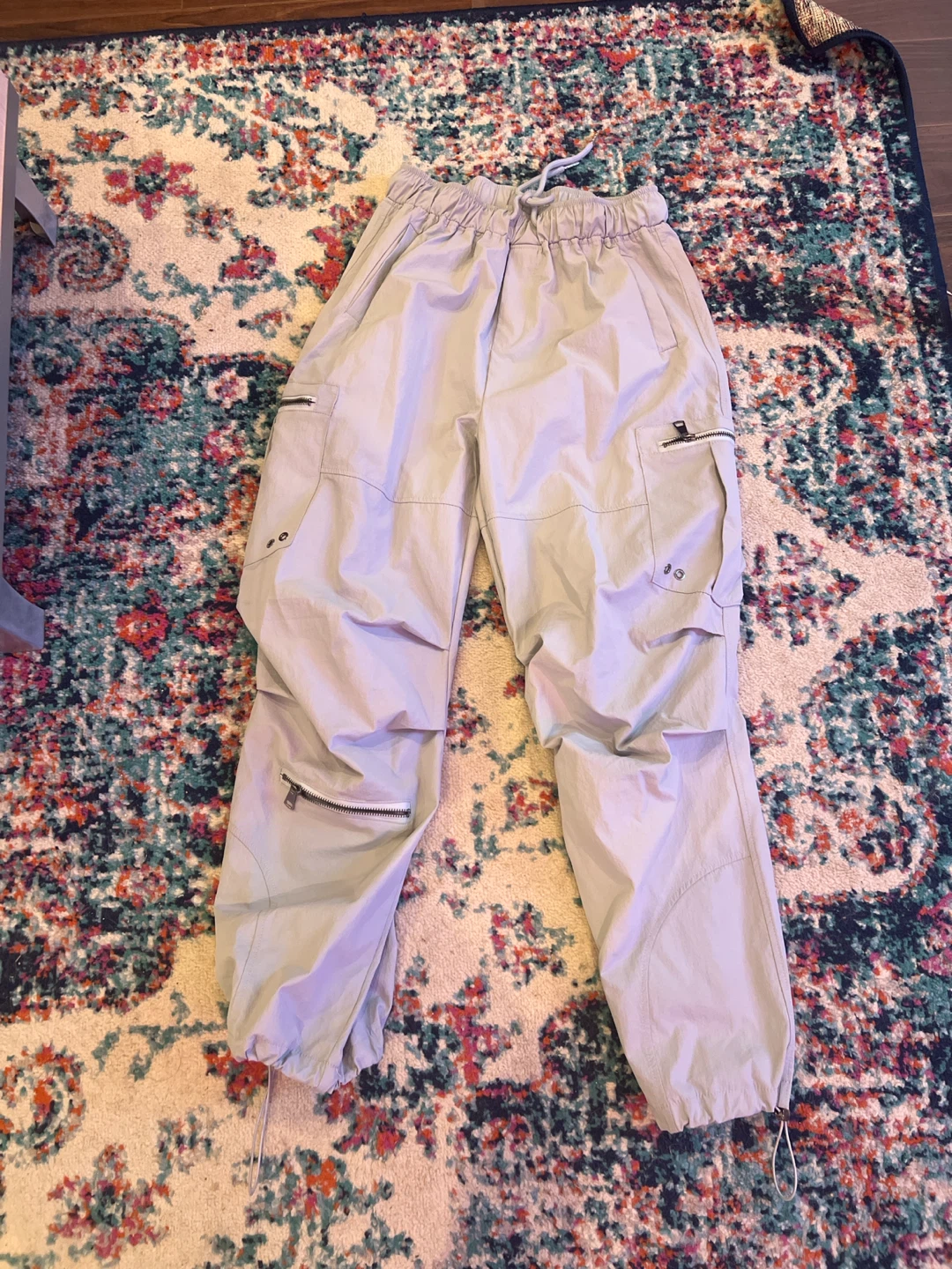 Light Grey Cargo Pants with Zippers