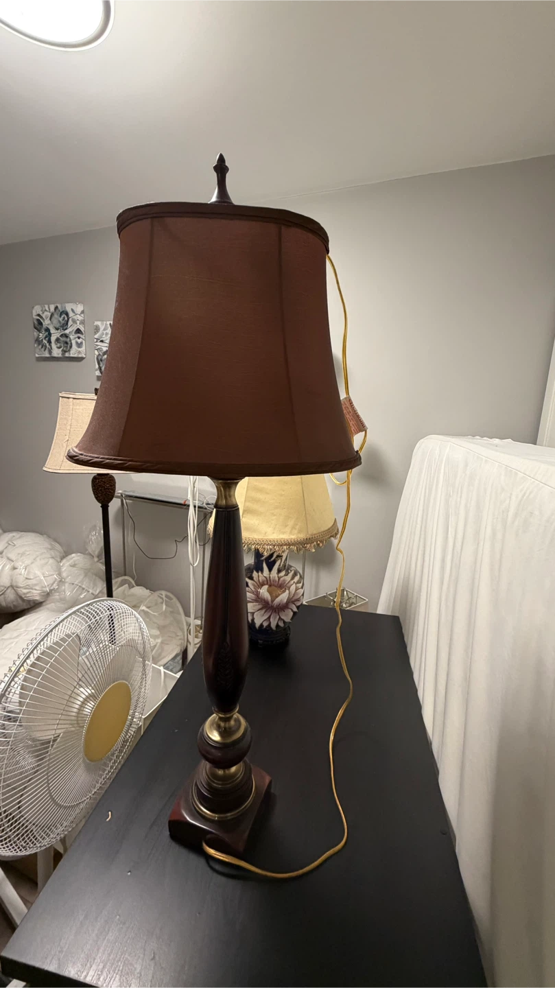 Wood vintage tall table lamp