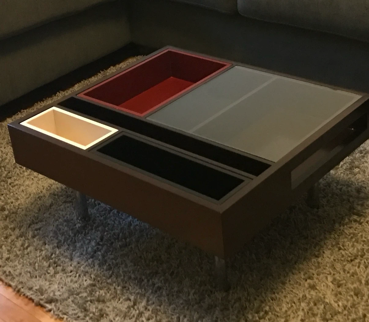 Coffee table with storage cubes