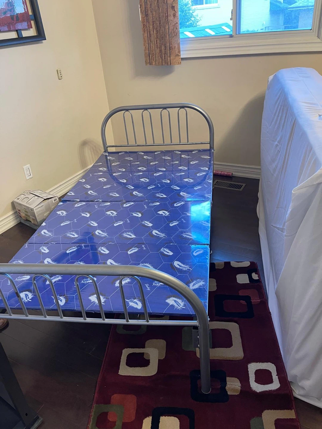 Folding Bed Frame with Blue strong support for mattress - photo 4