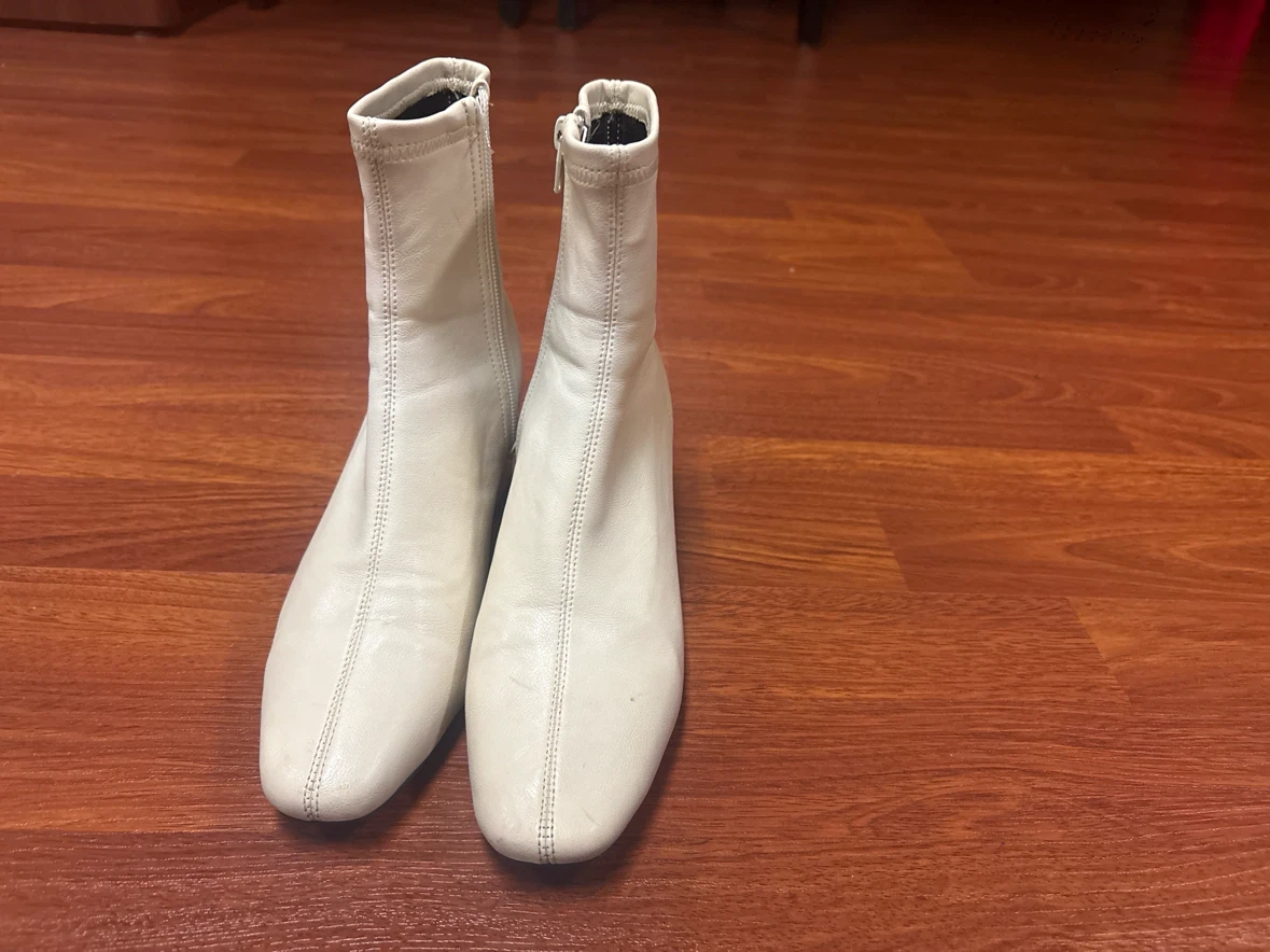 White Ankle Boots with Side Zipper - photo 2