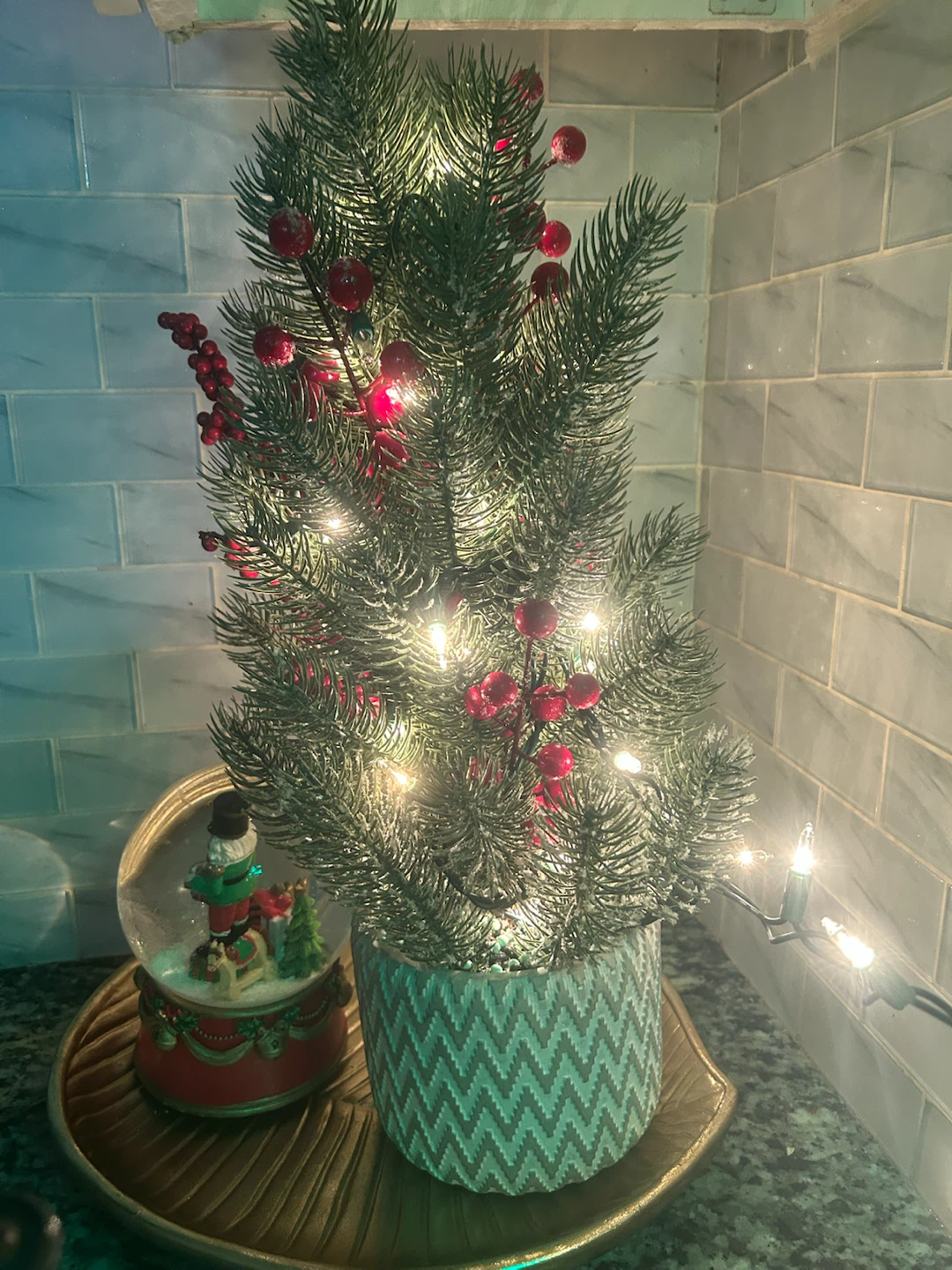 Pre-lit Christmas Tree and Snow Globe