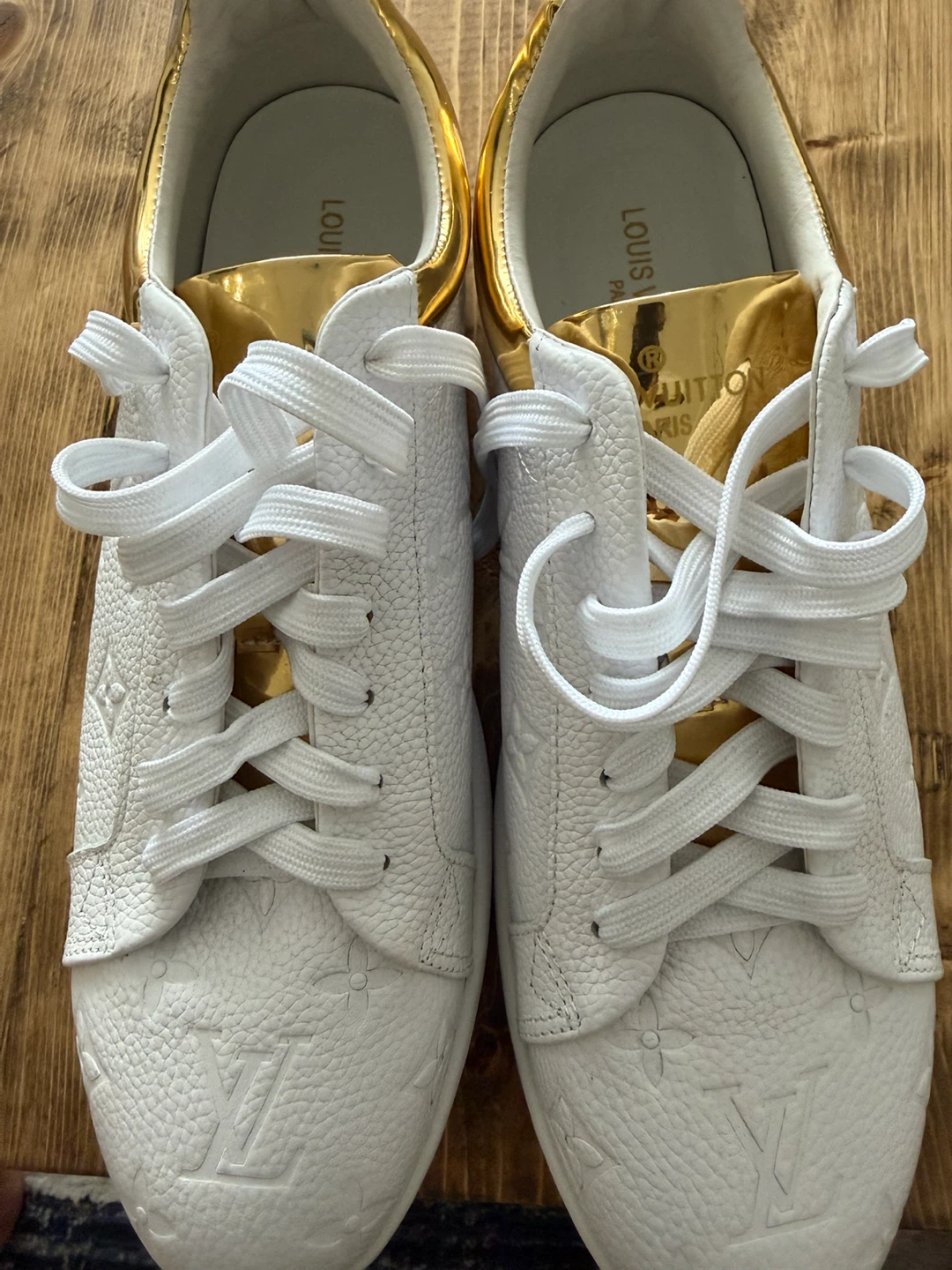 Louis Vuitton White & Gold Sneakers