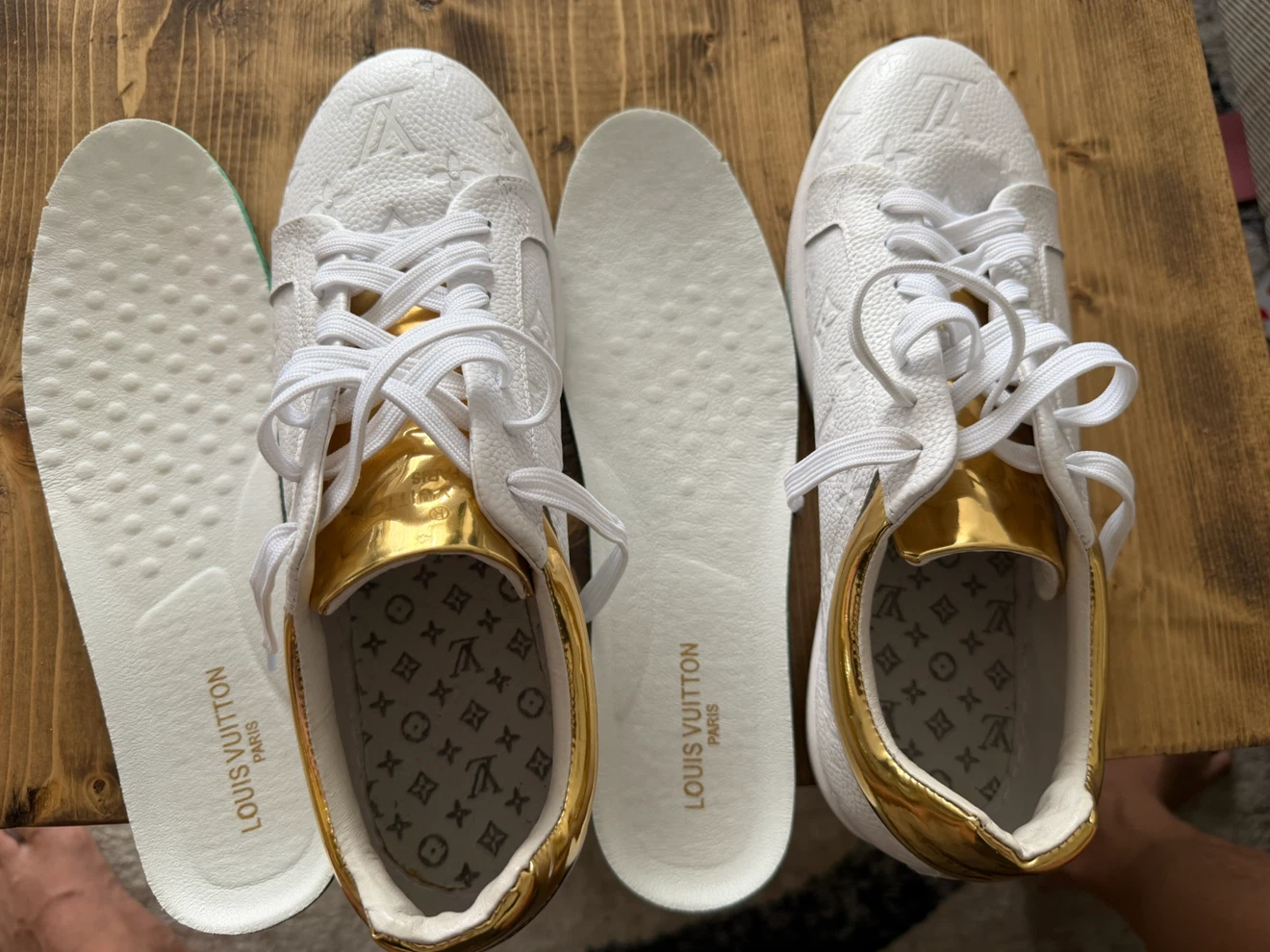 Louis Vuitton White & Gold Sneakers - photo 2
