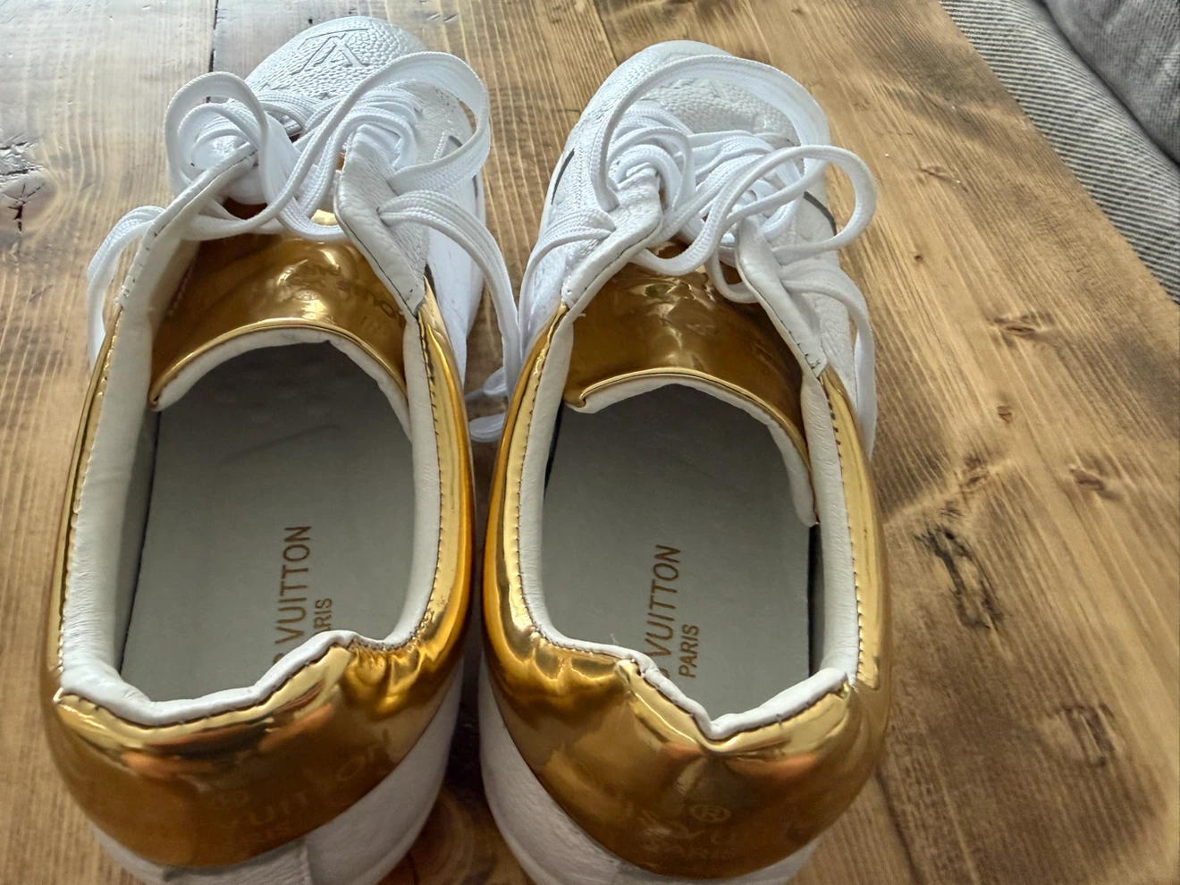 Louis Vuitton White & Gold Sneakers - photo 3