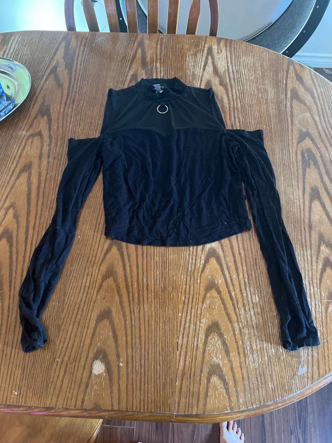 Black Cold Shoulder Long Sleeve Top