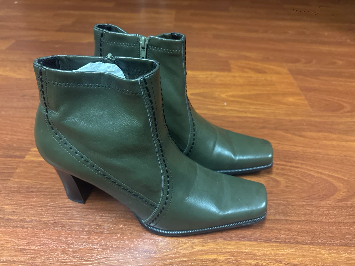 Green Heeled Ankle Boots