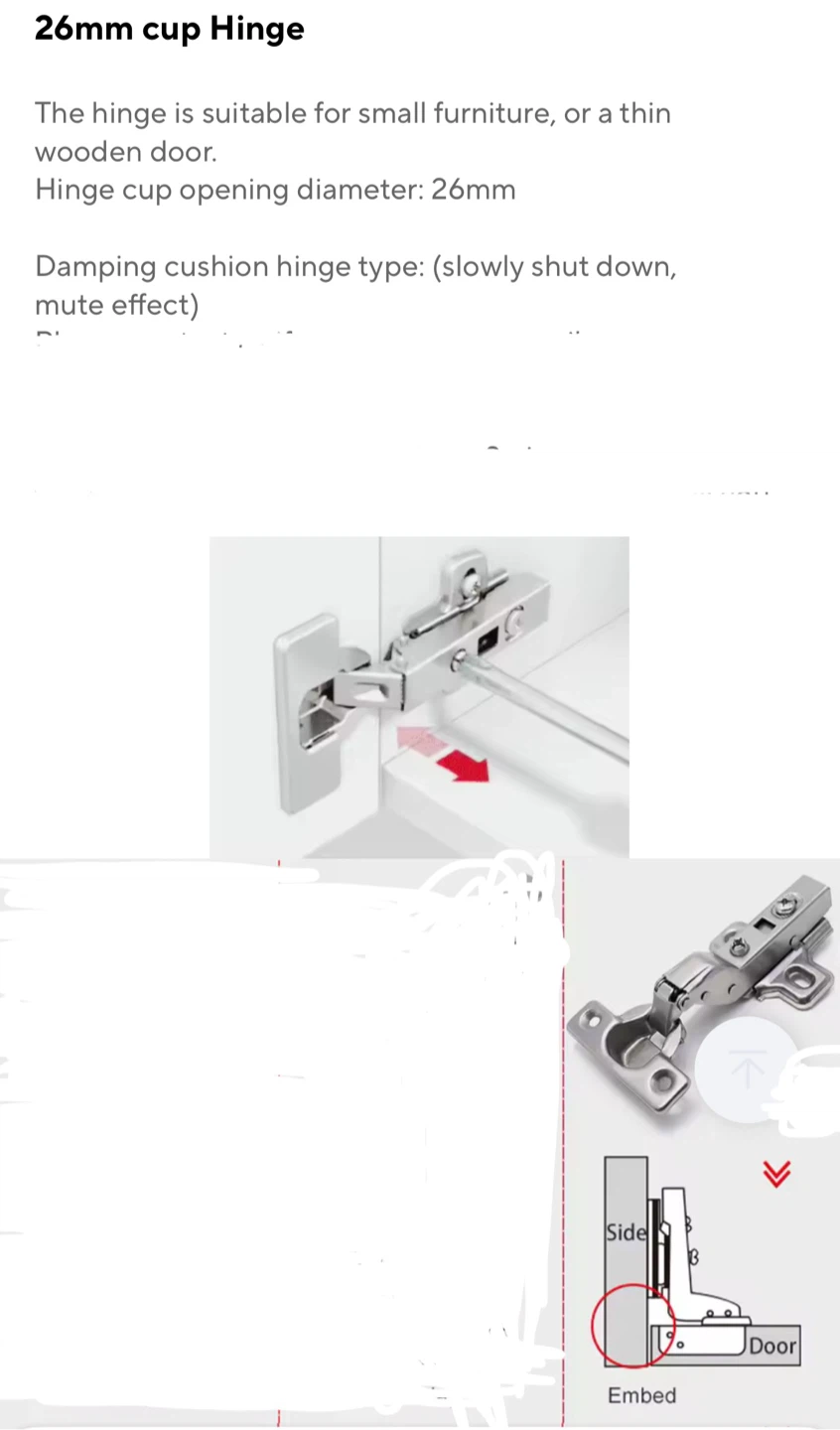 26mm Inset / Embed Concealed Cabinet Hinges - photo 3