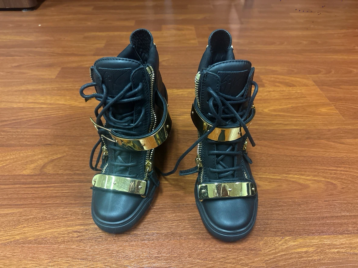 Giuseppe Zanotti Black Leather Wedge Sneakers - photo 2