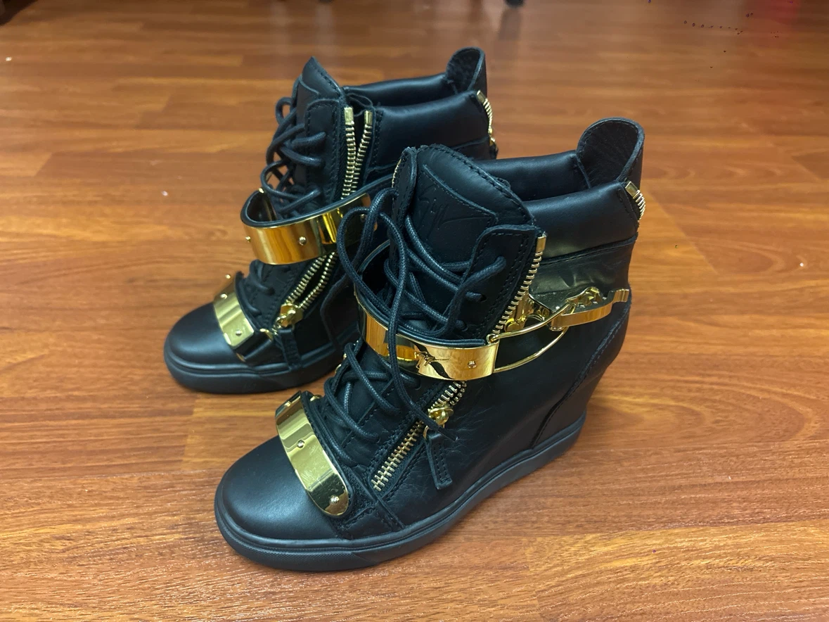 Giuseppe Zanotti Black Leather Wedge Sneakers - photo 3