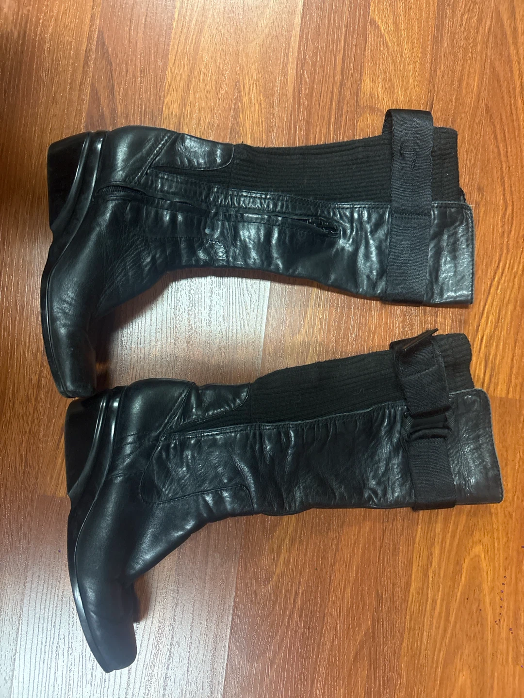 Black Leather Knee-High Boots