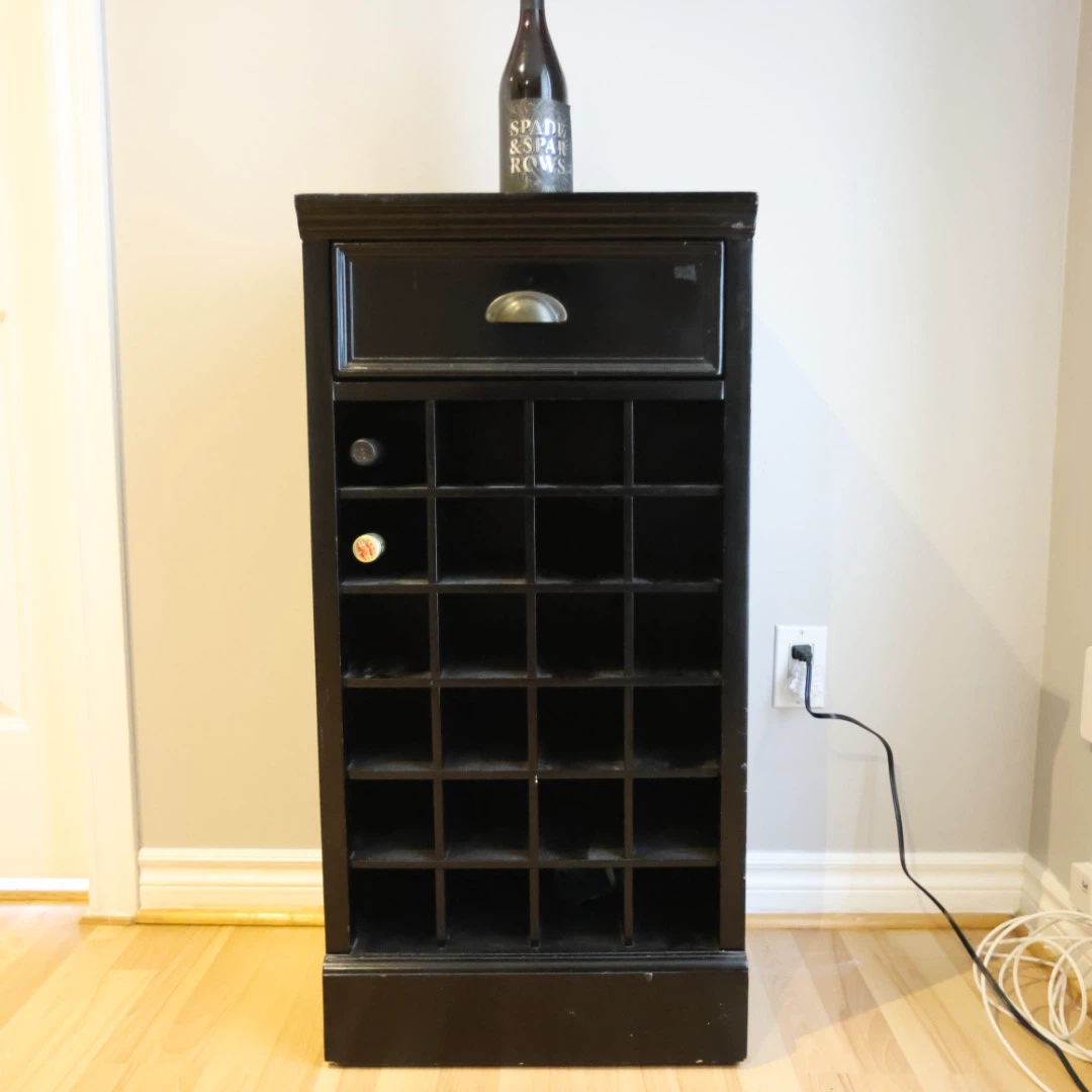 Black Wine Rack with Drawer