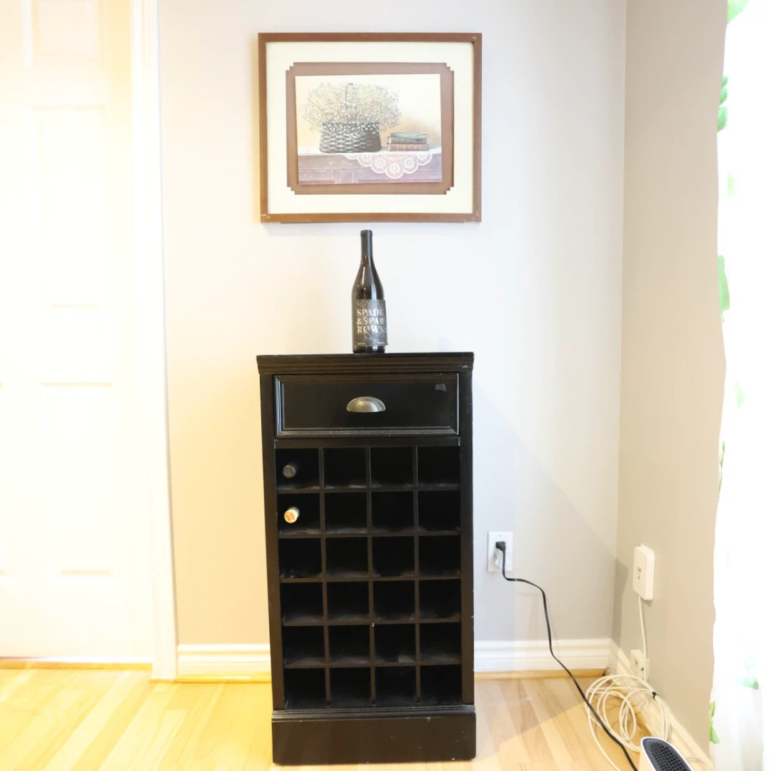 Black Wine Rack with Drawer - photo 2