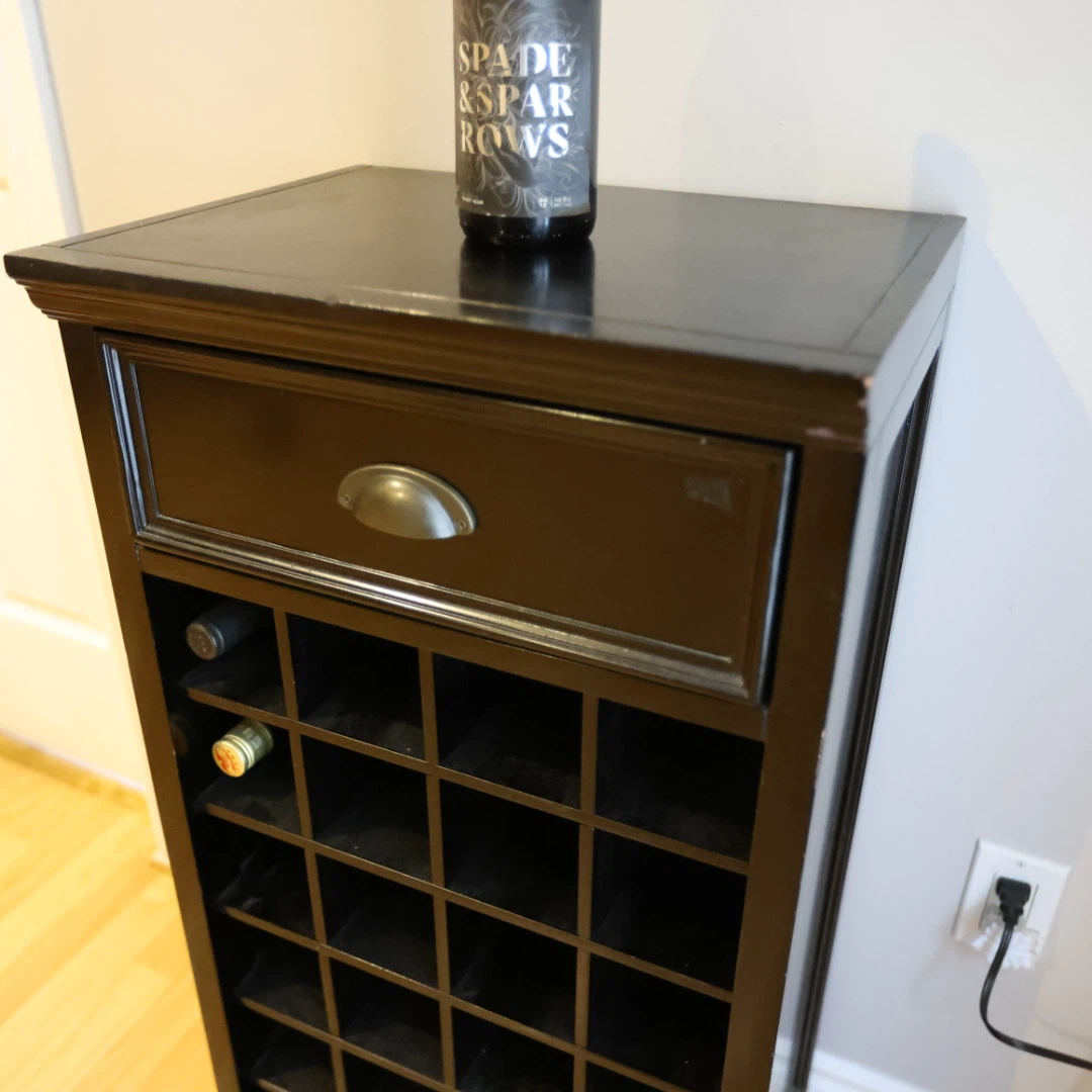 Black Wine Rack with Drawer - photo 3