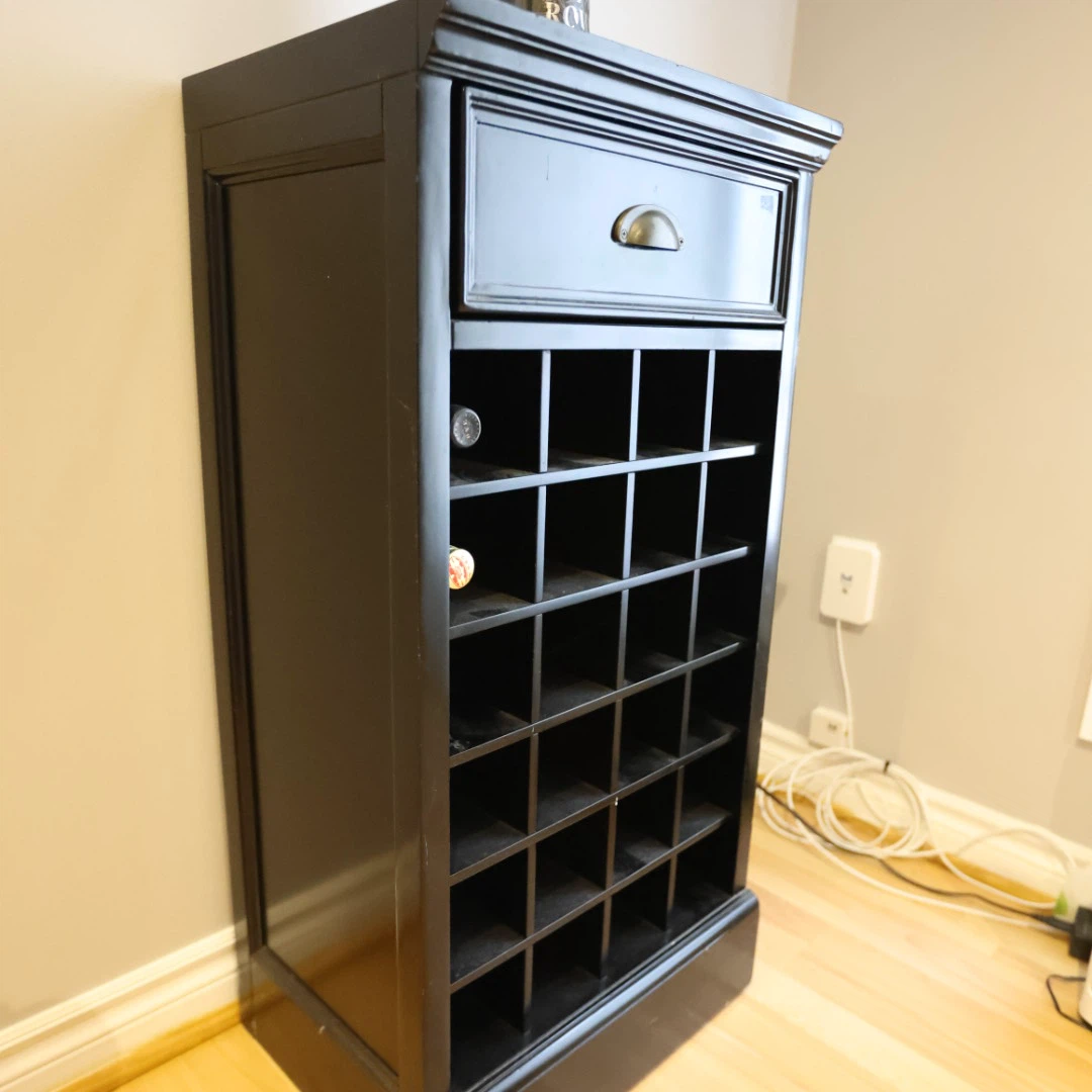 Black Wine Rack with Drawer - photo 4