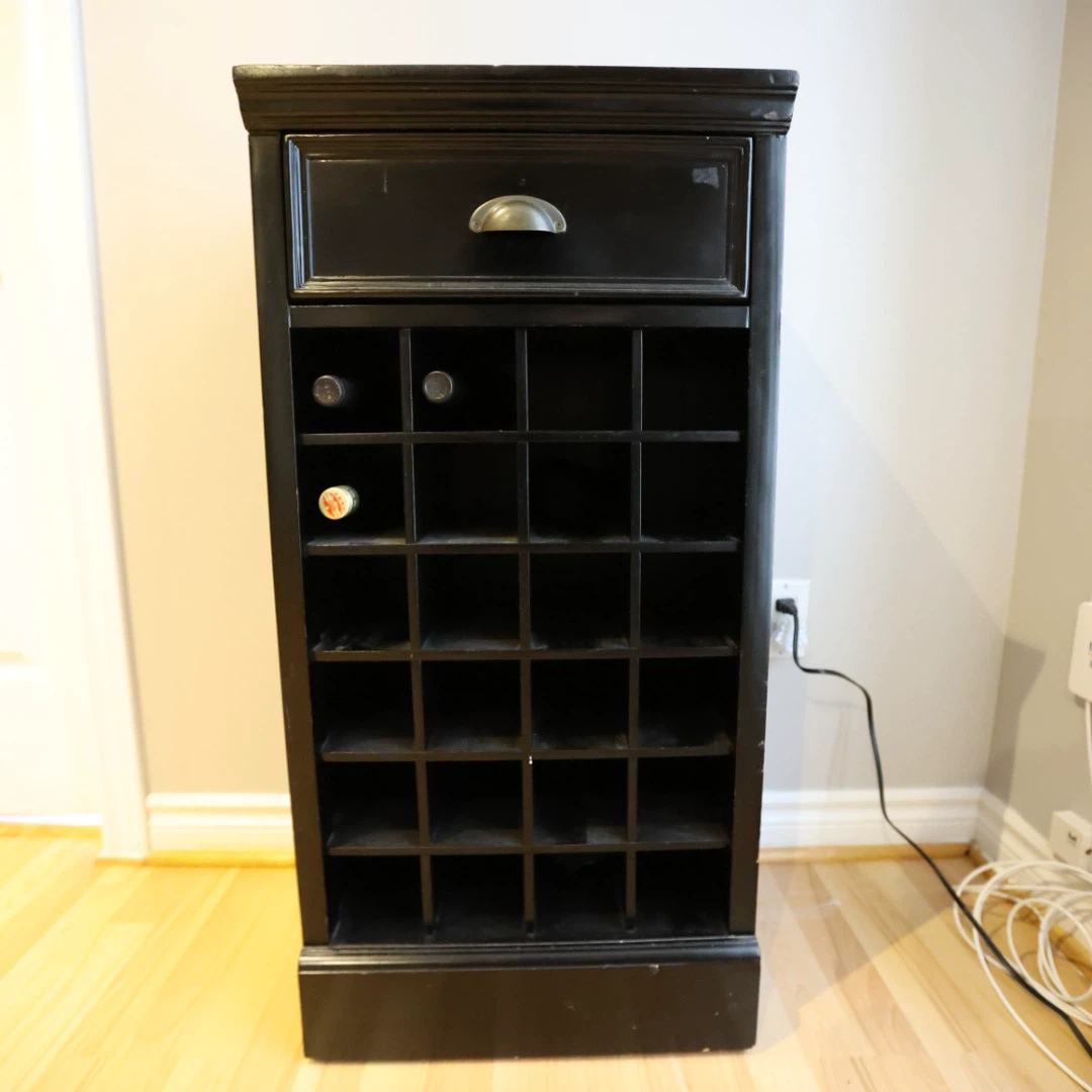 Black Wine Rack with Drawer - photo 5