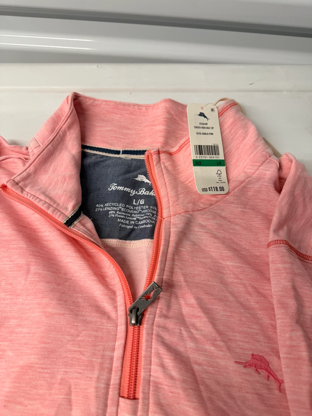 Tommy Bahama 1/2 Zip Pullover - Pink - photo 3