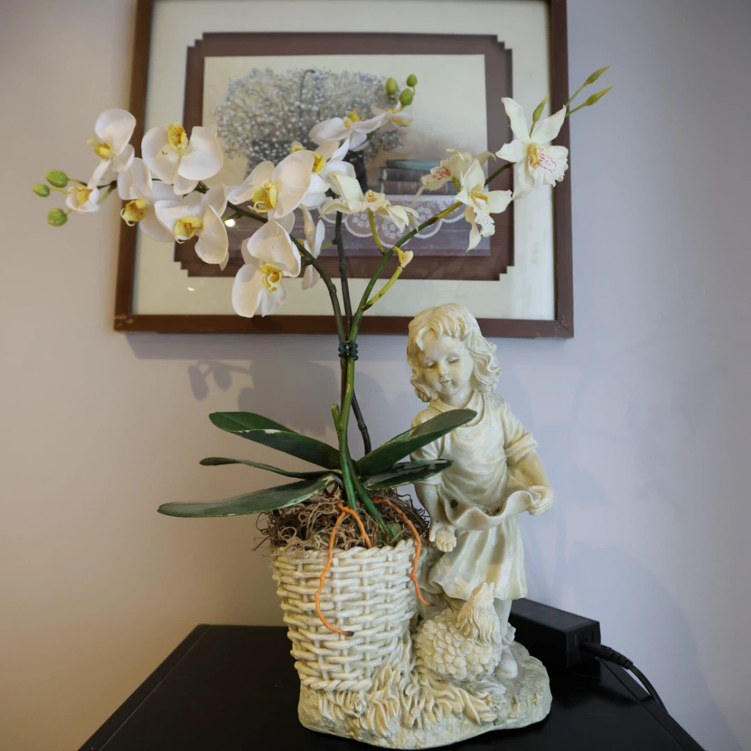 Orchid with Figurine Pot