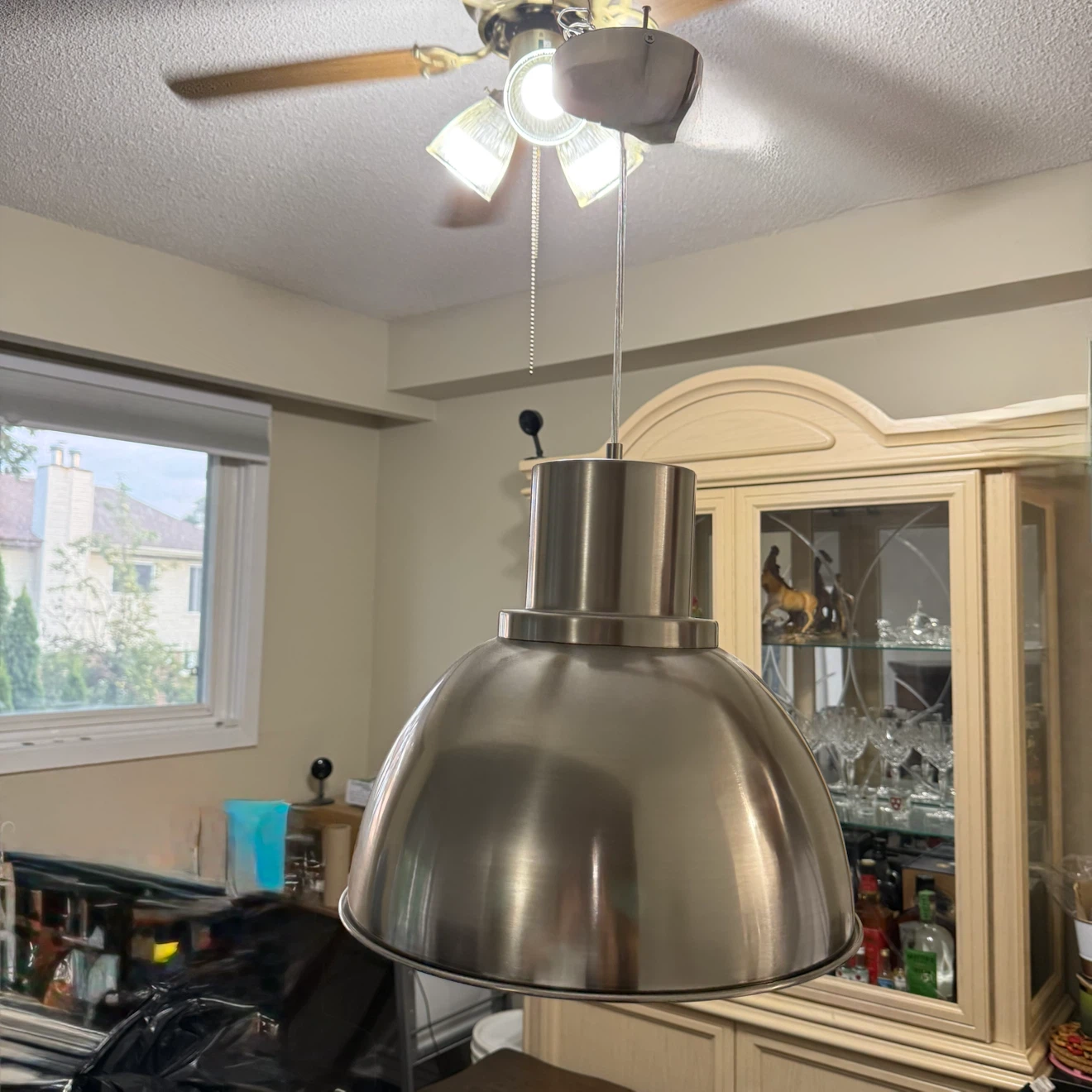 Brushed Nickel Dome Pendant Light Fixture