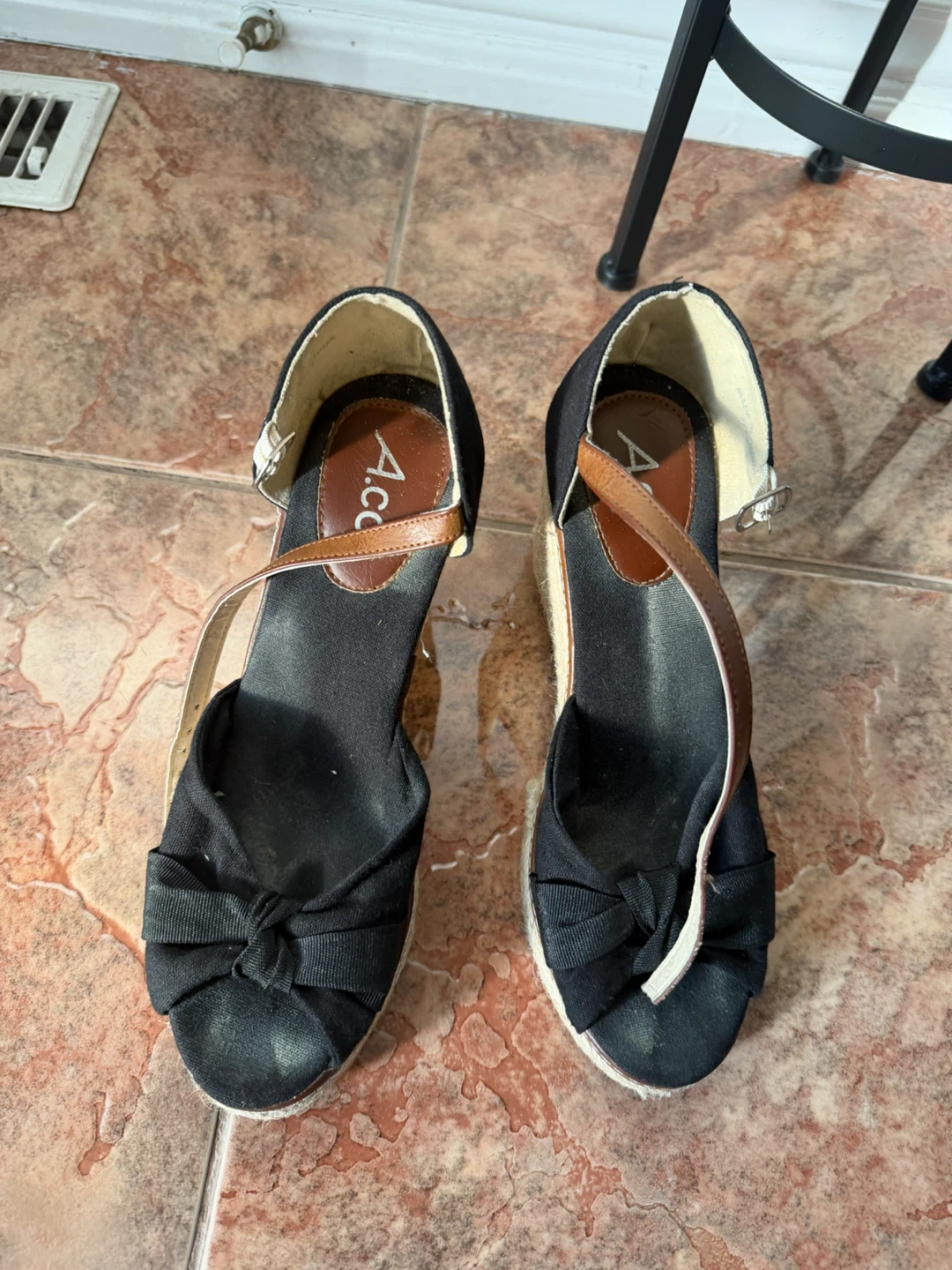 George Black Suede Lace-Up Shoes & Accent Black Wedge Sandals - photo 4