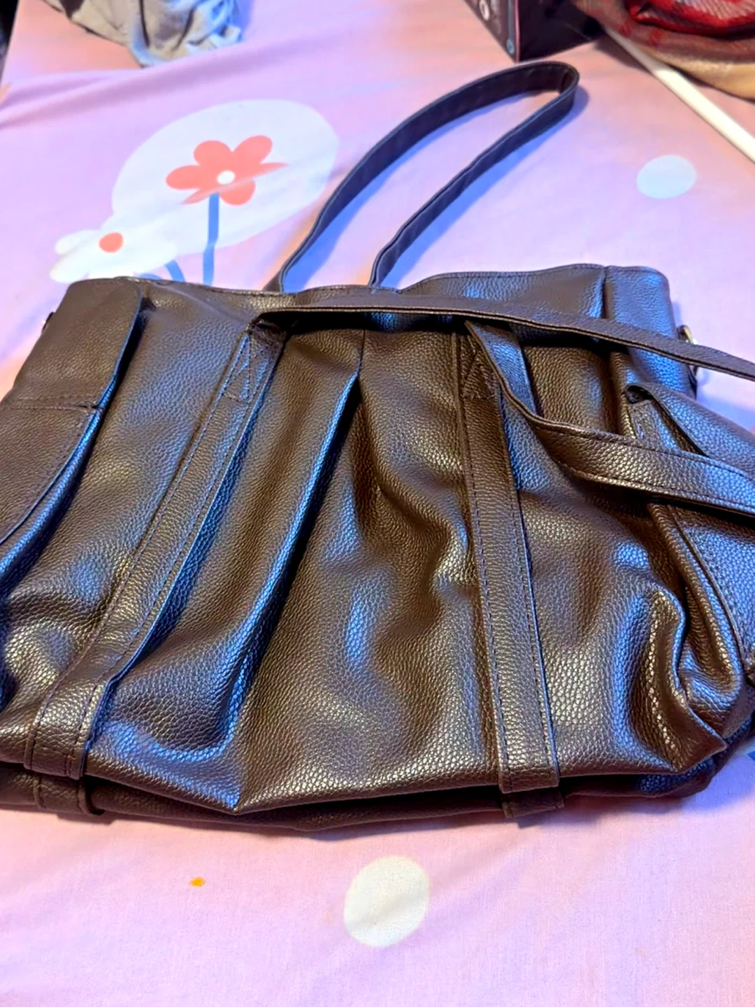 Brown Faux Leather Shoulder Bag