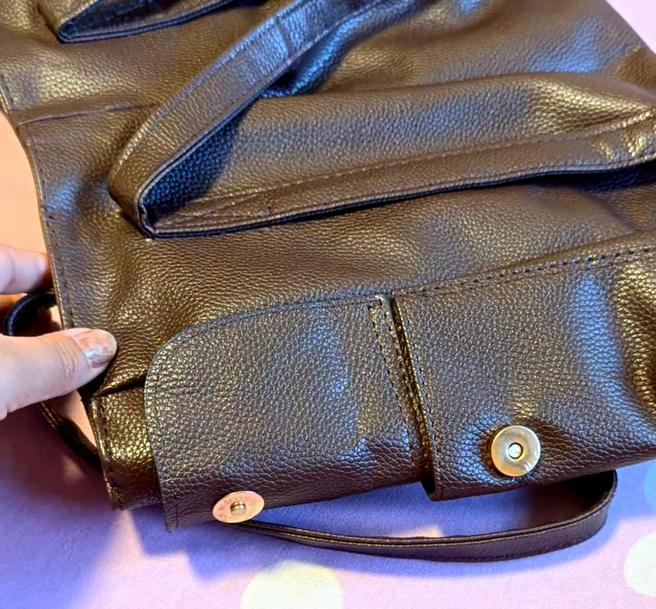 Brown Faux Leather Shoulder Bag - photo 2