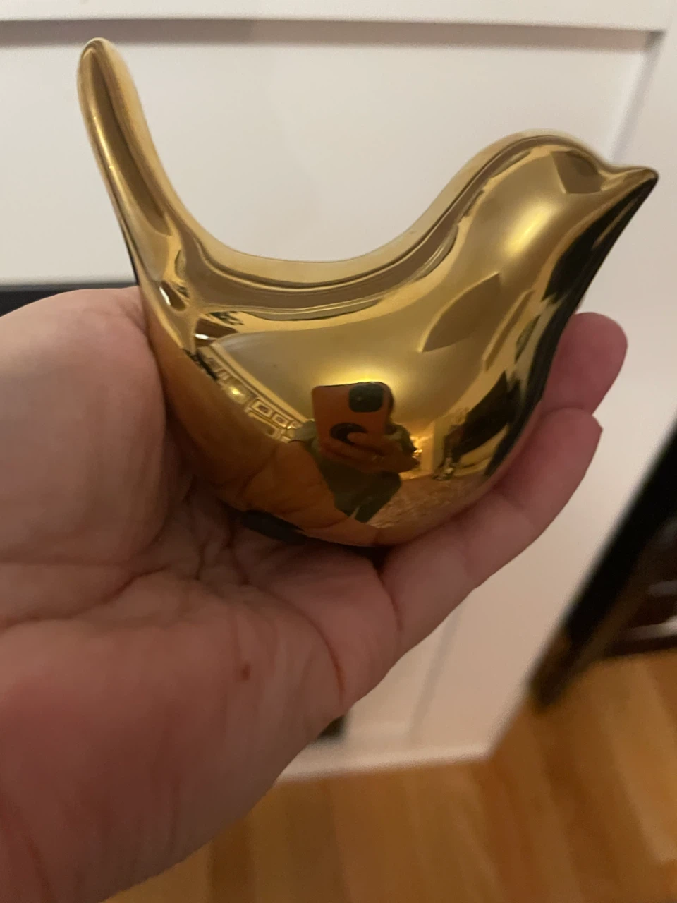Set of 2 Gold Ceramic Bird Figurines - photo 2