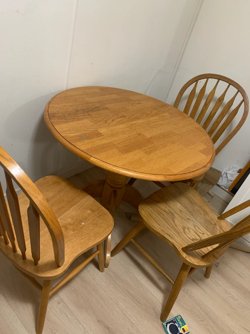 Wooden Oval Dining Table with 3 Chairs