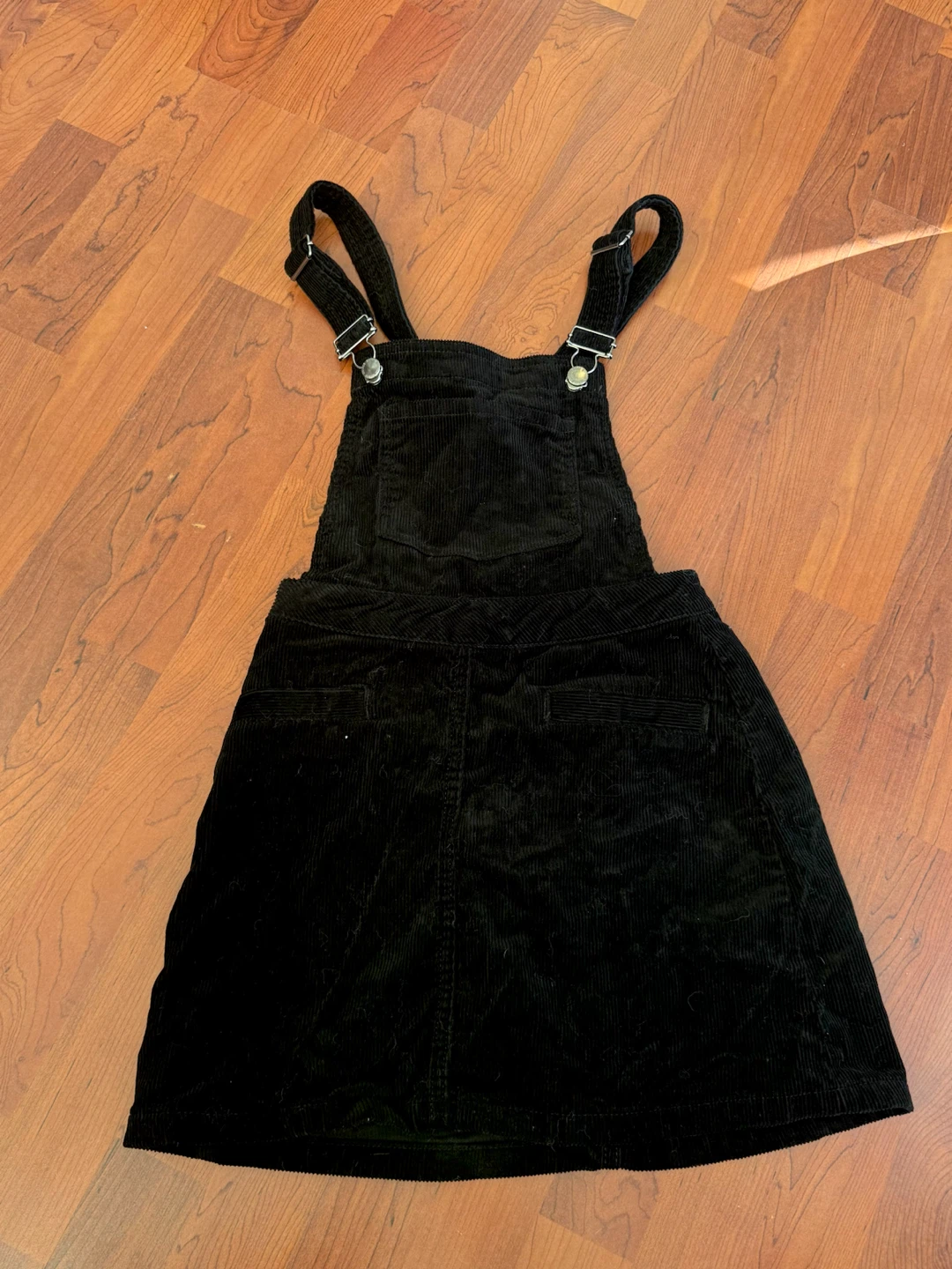 H&M Black Corduroy Overall Mini Dress — US