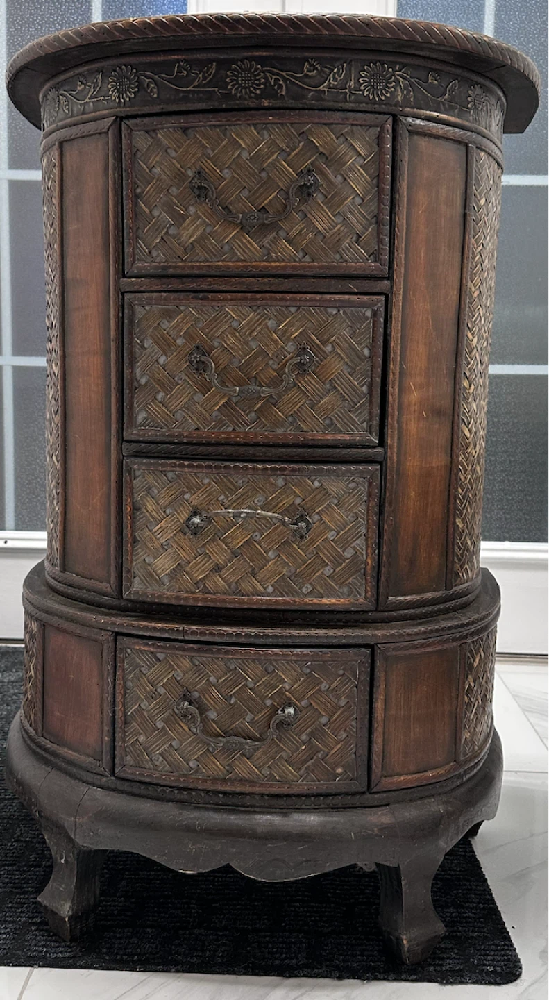 Vintage Style Woven Storage Cabinet